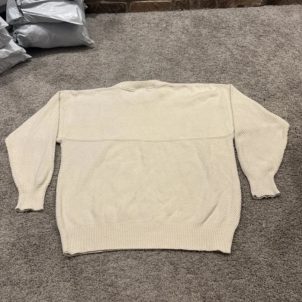Vintage Ball State Collard Knit Cream Sweater Mens Size XL Super Rare